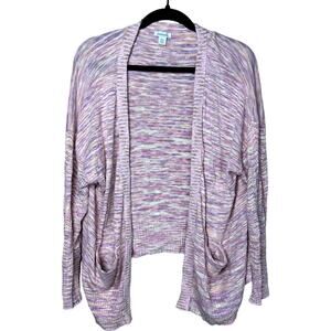 Sundance Long Sleeved Pink Cotton Knit Cardigan Women Petitie XL Pink Lagenlook